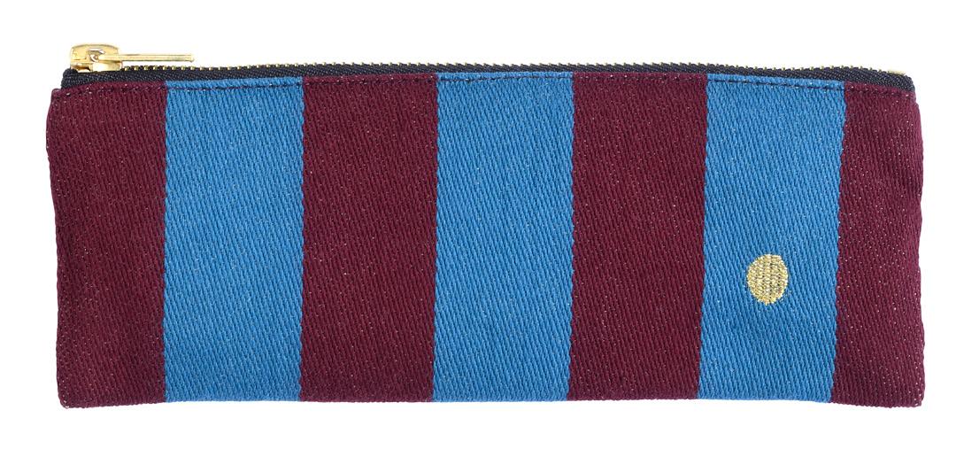 pencil pouch cotton blue and purple stripes